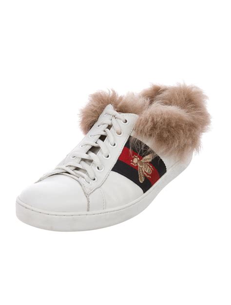 gucci rabbit fur sneakers|Gucci trainers white.